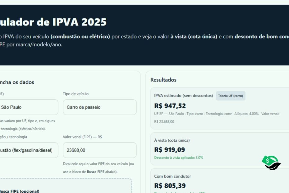 Simulador e Calculadora de IPVA 4 Calculadora-simulador de IPVA Todos os tipo de veículos