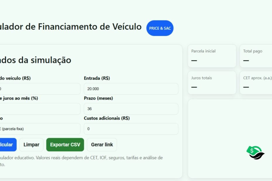 Simulador de financiamento de veículo (Carro e Moto) 5 simulador de financiamento de veiculo