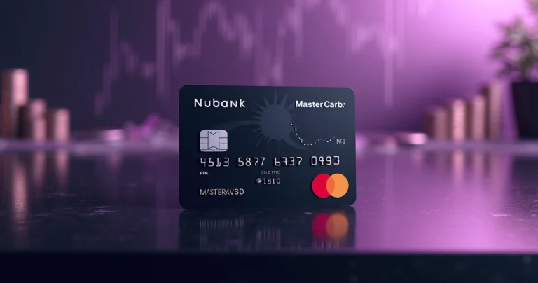 Cartão Nubank com bandeira Mastercard em fundo elegante