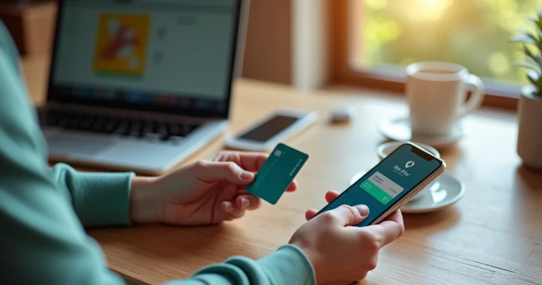 Pessoa fazendo Pix com cartão de crédito pelo celular em um app de banco